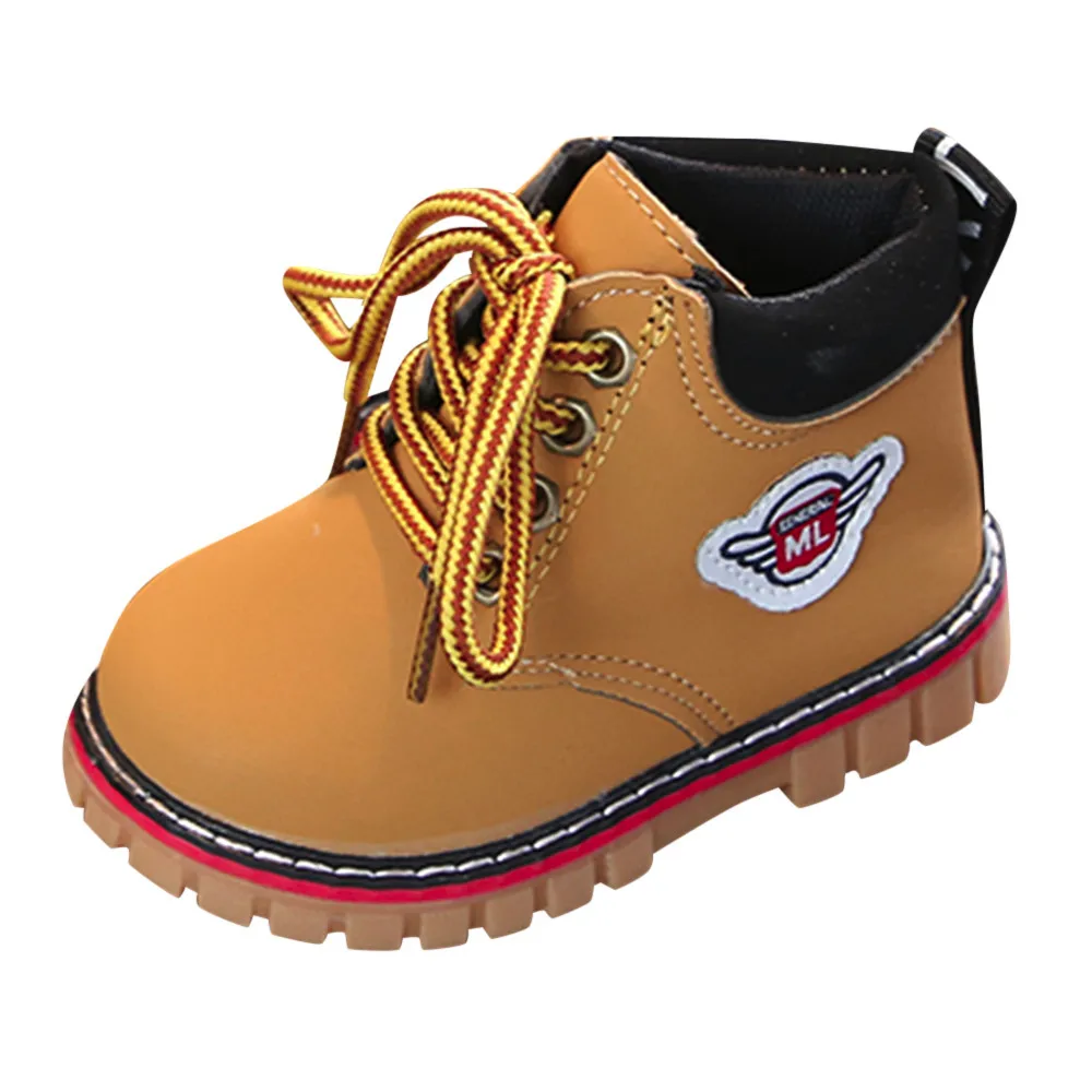 Детская обувь для мальчиков и девочек; Детские теплые ботинки Martin; детские ботинки на мягкой нескользящей подошве; Повседневная зимняя обувь для мальчиков и девочек 2 лет; S - Цвет: Yellow