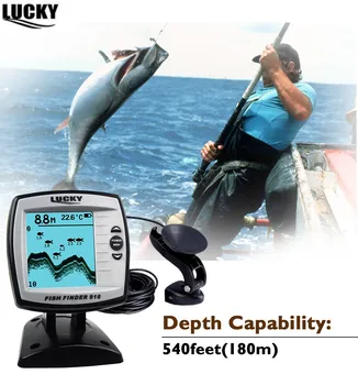 

LUCKY Fish Finder Wired Fishing Sensor Alarm 180m depth Findfish Echo LCD Fish Locator Fish Detector EnglishRussian Menu Pesca