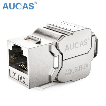 

AUCAS 4pcs 24pcs Zinc Alloy FTP RJ45 Cat6 Keystone Ethernet Module Shield cat6 RJ45 Keystone Jack connector rj45 Socket Adapter