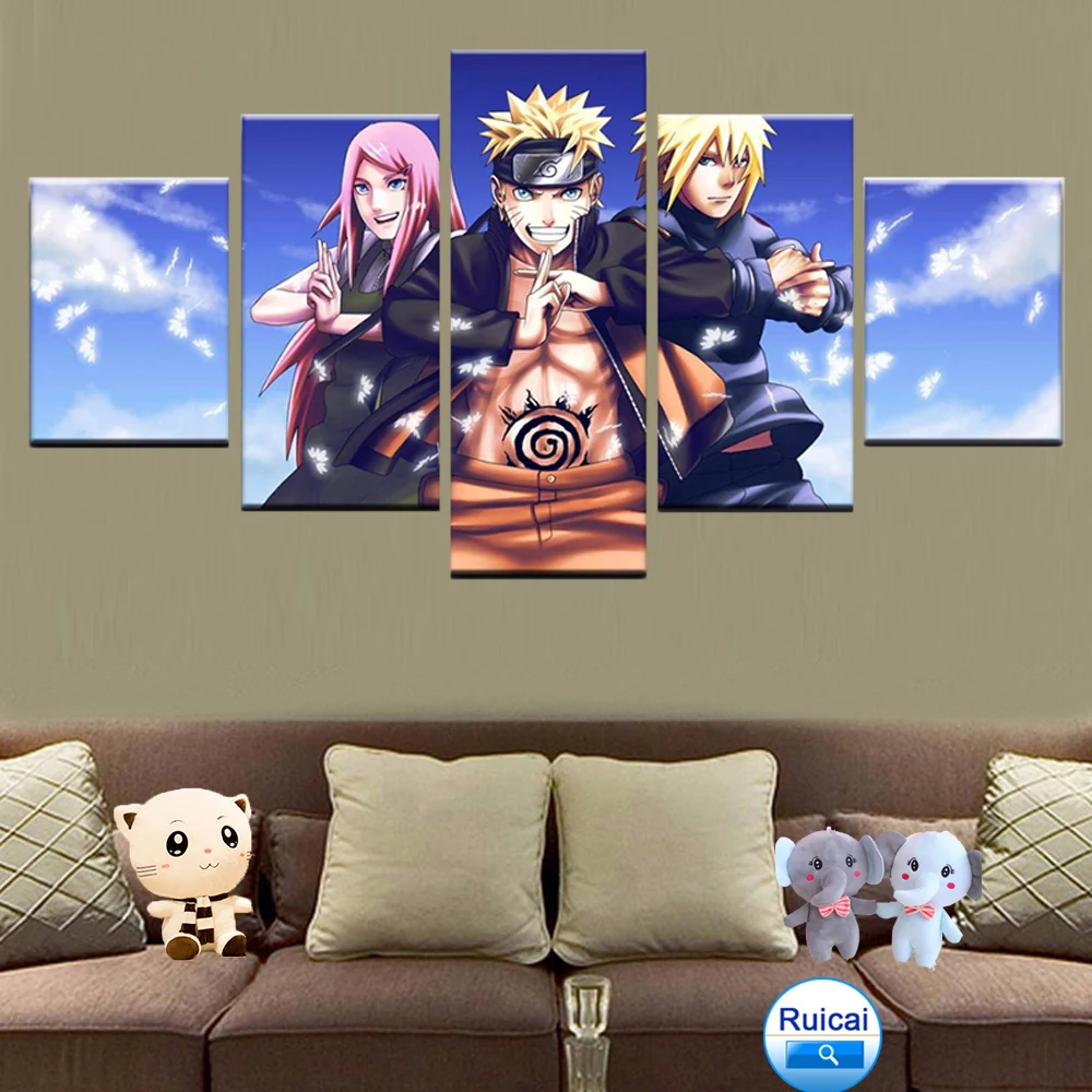 

5 panel Naruto figure painting poster canvas painting modern wall art decoration children's room bedside art painting