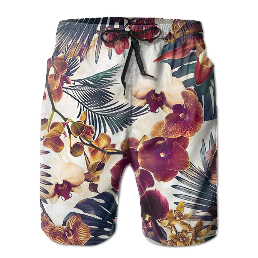 TALISMANO Summer Mens Boardshort Vintage Floral Printed Elastic Waist