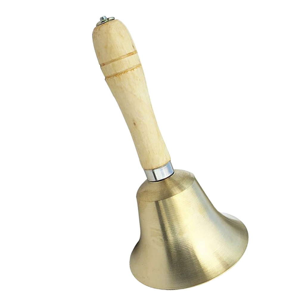 Tooyful Vintage Copper Handbell Hand Shaking Jingle Bell Wood Handle Handicraft Gift