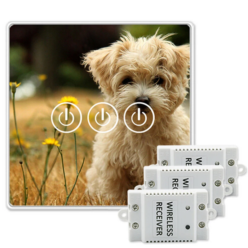 

Saful DIY Wireless Touch Switch 3 Gang 3 Way Waterproof Luxary Glass Switch Remote Control Wall Light Switch for Smart Home Lamp
