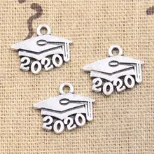 12 Uds Charms 2019 2020 Graduation Cap diapasón 14x17mm ajuste antiguo para hacer colgantes, tibetano Vintage, joyería hecha a mano DIY