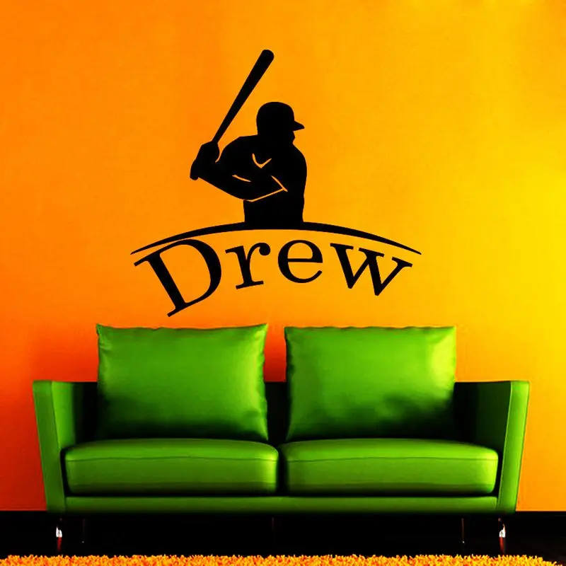 DCTAL Baseball Car Windows Sticker Name Sports Decal Posters Vinyl Wall Decals Pegatina Decor Mural Baseball Sticker