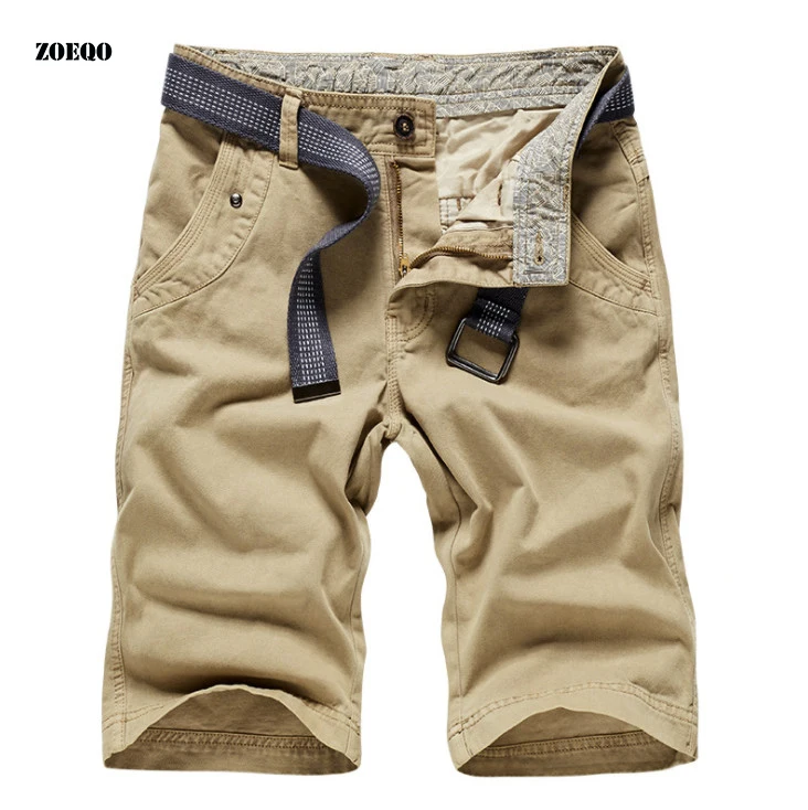 Мужские пляжные шорты, хлопковые мужские шорты, мужские шорты-карго, летние повседневные Прямые однотонные хлопковые шорты