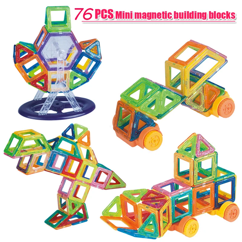 Мини шт. 76 шт. магнитные строительные блоки игрушки 3D DIY магнитные дизайнерские игрушки кирпичи блоки Развивающие игрушки для детей Детские
