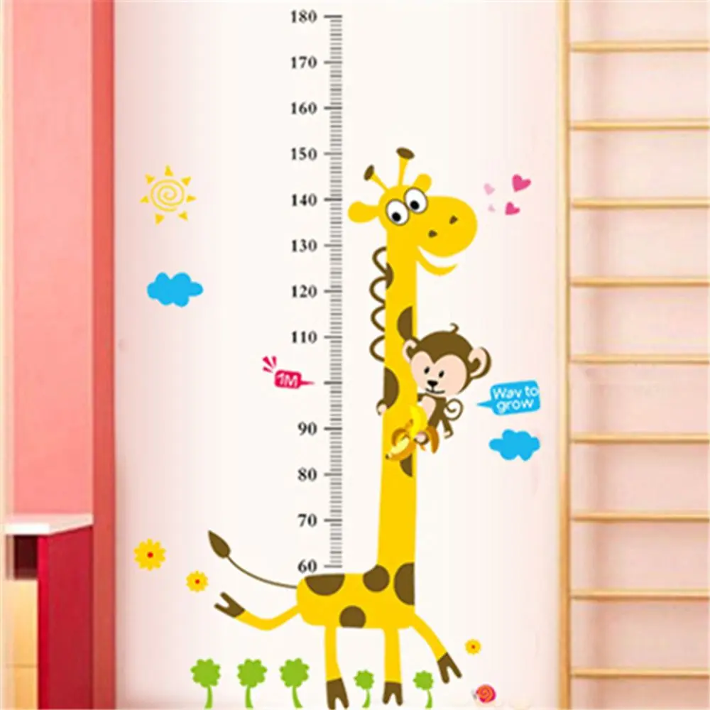 

HOT Useful Kids PVC Height Chart Ruler Sticker Decor Cartoon Giraffe Height Ruler Decoration Decals Art Sticker Ruler