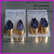 5 пар натуральный каплевидный кристалл Druzy Stalactite Druzy кварцевый камень крюк серьги женские модные ювелирные изделия Свадебные