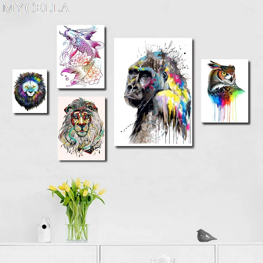 MYCELLA Full Diy Diamond Embroidery Animal Tiger Baboon Owl Lion Painting Cross Stitch Mosaic Needlework Christmas Gift | Дом и сад
