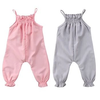

Summer Newborn Baby Girls Clothes Sleeveless Solid Color Strap Romper Jumpsuit Loose Outfits Sunsuit Baby Clothing 0-24M