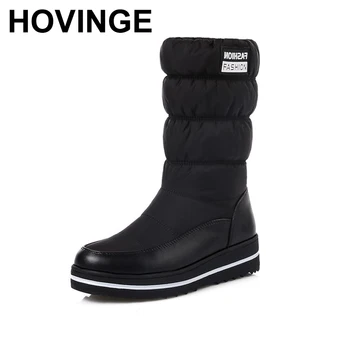 

HOVINGE now boots women high quality platform mid calf boots waterproof fashion winter boots for lady shoes