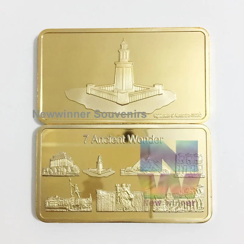 Buy 5pcs/lot 1OZ 999 Gold Plated 7 Ancient Wonder Bar