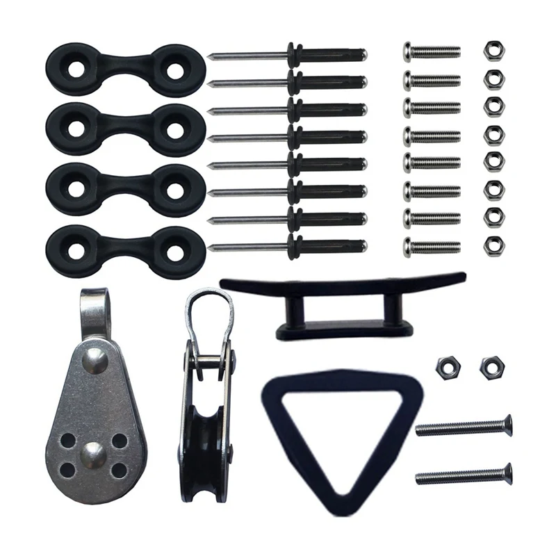 

Durable nylon kayak anchor control set surf kayak canoe anchor trolley kit accessory system pulley splint cushion eye ring
