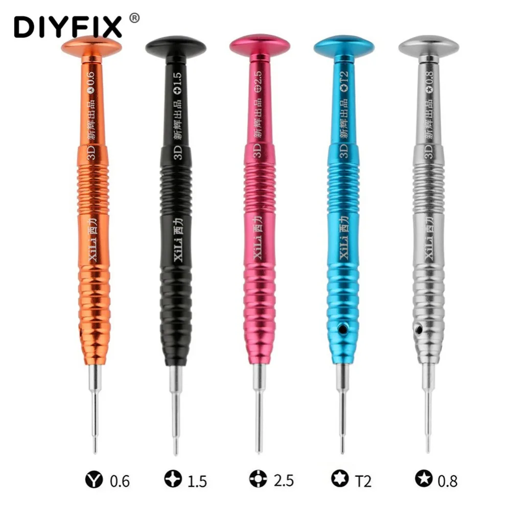 

DIYFIX 3D Magnetic Screwdriver P2 0.8 Pentalobe Y0.6 1.5 Cross 2.5 Phillips T2 Torx for iPhone Mobile Phone PC Repair Tools