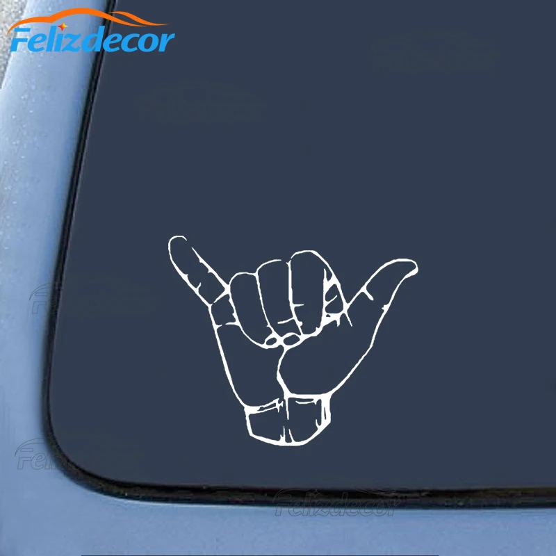 18*15cm Hand Hang Loose Car Vinyl Decor Decals Art Laptop Decal Sticker Sign Language white black L768 - Image 5