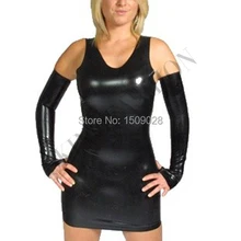 Латексное черное платье из латекса(платье+ перчатки