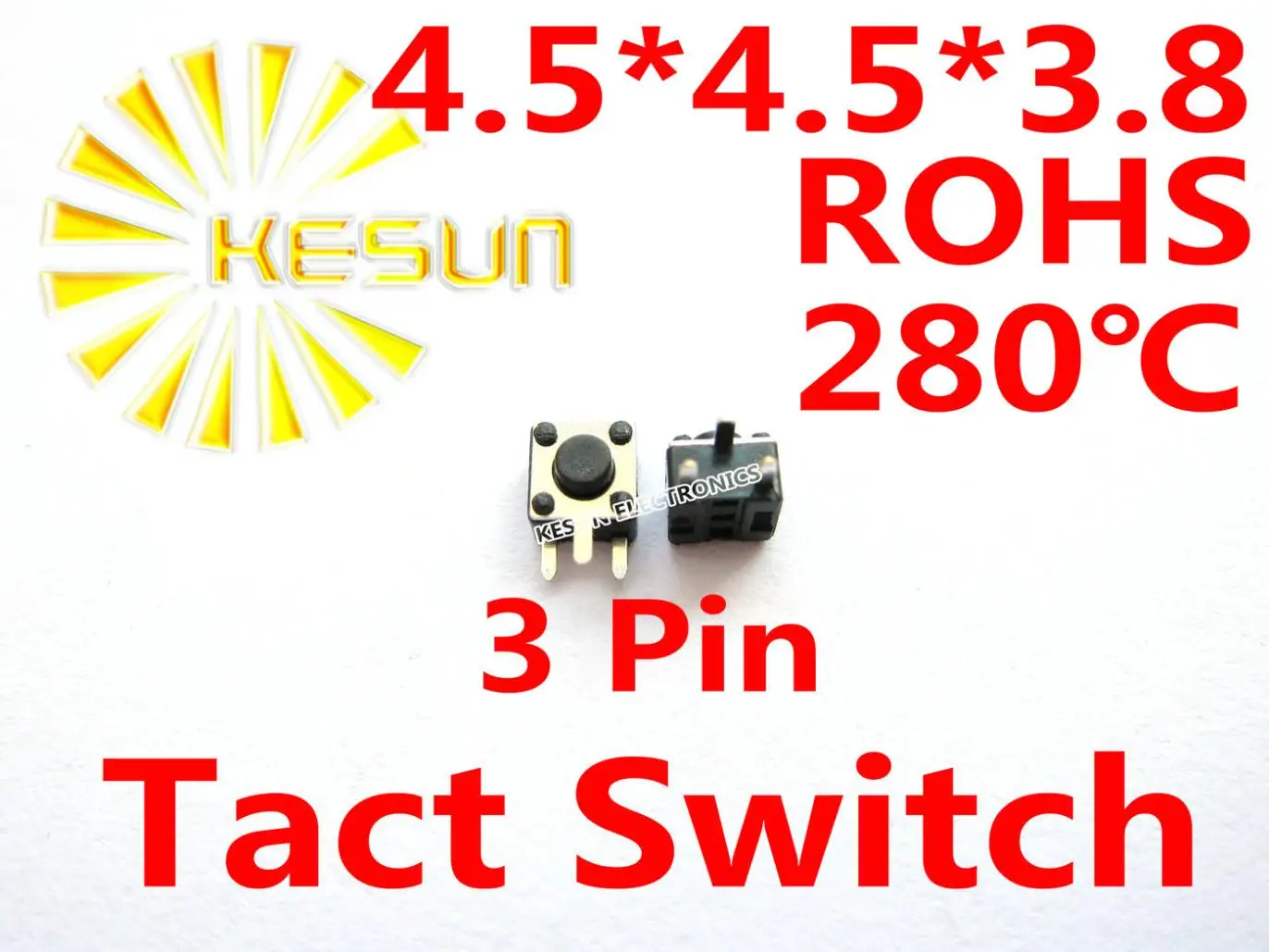 

FREE SHIPPING 100PCS SMT 4.5X4.5X4.3MM 3 Pin Tactile Tact Push Button Micro Switch Momentary ROHS