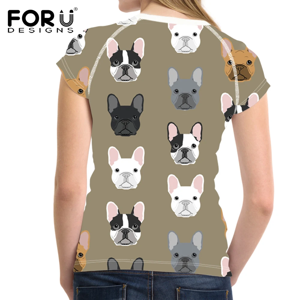 FORUDESIGNS/забавная Футболка с принтом французского бульдога для женщин Kawaii футболка