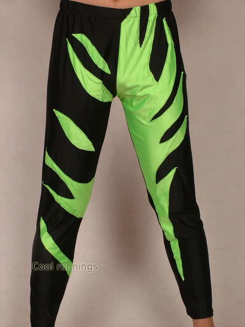 Adult Spandex Halloween Party Zentai Costume wrestling tights/pants  Black/Green - AliExpress