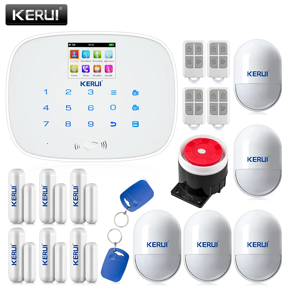 

KERUI White Panel Home Security Alarm system with 4 Remote Control 5 PIR Motion Detectors 6 Door Window Sensors
