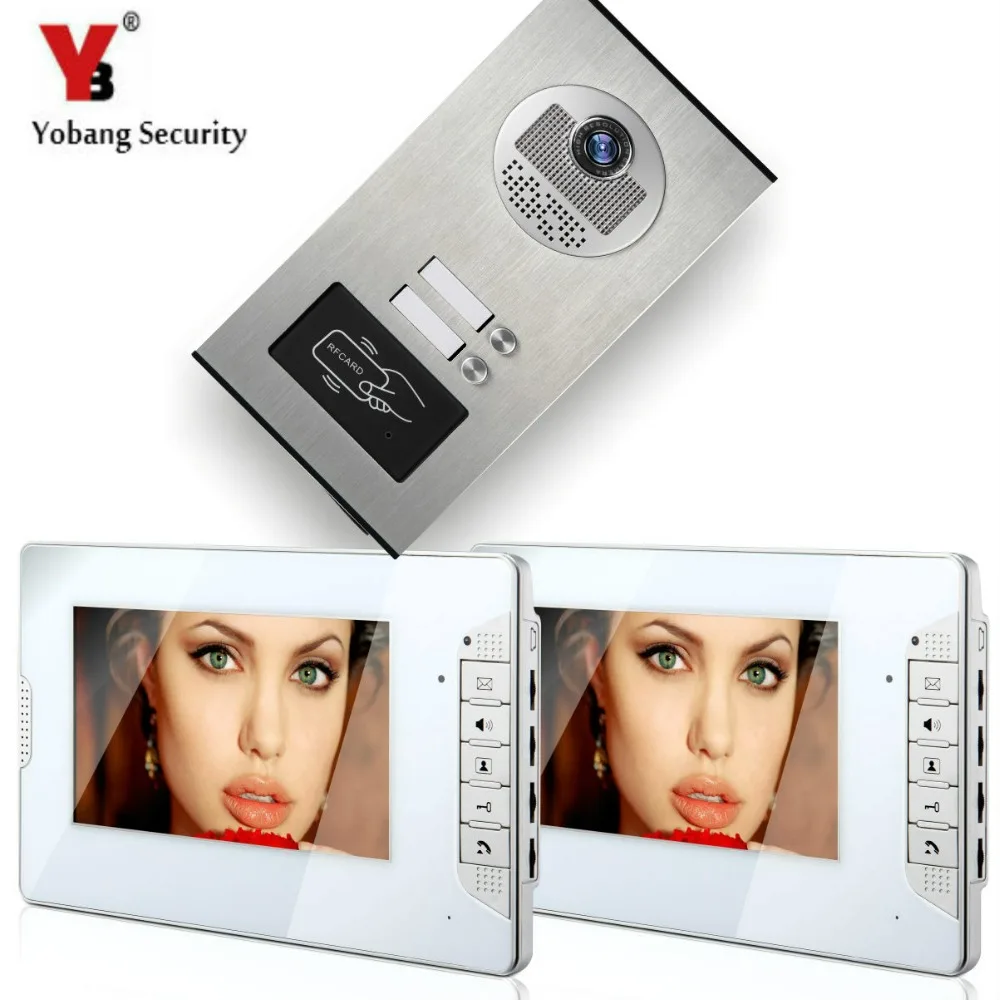 

Yobang Security RFID Access Control Doorbell 7 inch Monitor Video Door Phone Speakephone Intercom Waterproof Metal IR Camera