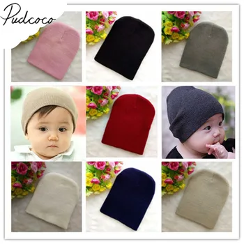 2019 Brand New Baby Hats Beanies winter warm Girl Boy Toddler Infant Kids Children Cute Hat Cap Unisex Solid Knitted Beanie Gift 1