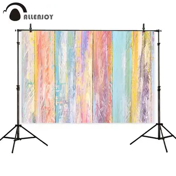 

Allenjoy background for photo studio rainbow vertical wooden weathering light warm color indoor photophone photography backdrop