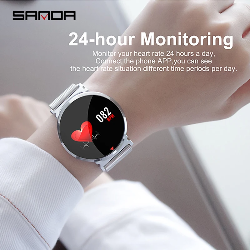 SANDA, Смарт-часы для мужчин с кислородом крови, кровяное давление, пульсометр, трекер сна, Bluetooth, умные часы для женщин, для Android IOS