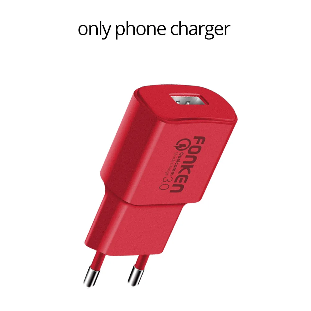 Яркое быстрое зарядное устройство FONKEN Quick Charge 3,0 USB зарядное устройство 18 Вт Быстрая зарядка QC3.0 QC2.0 адаптер для зарядного устройства мобильного телефона - Тип штекера: Red