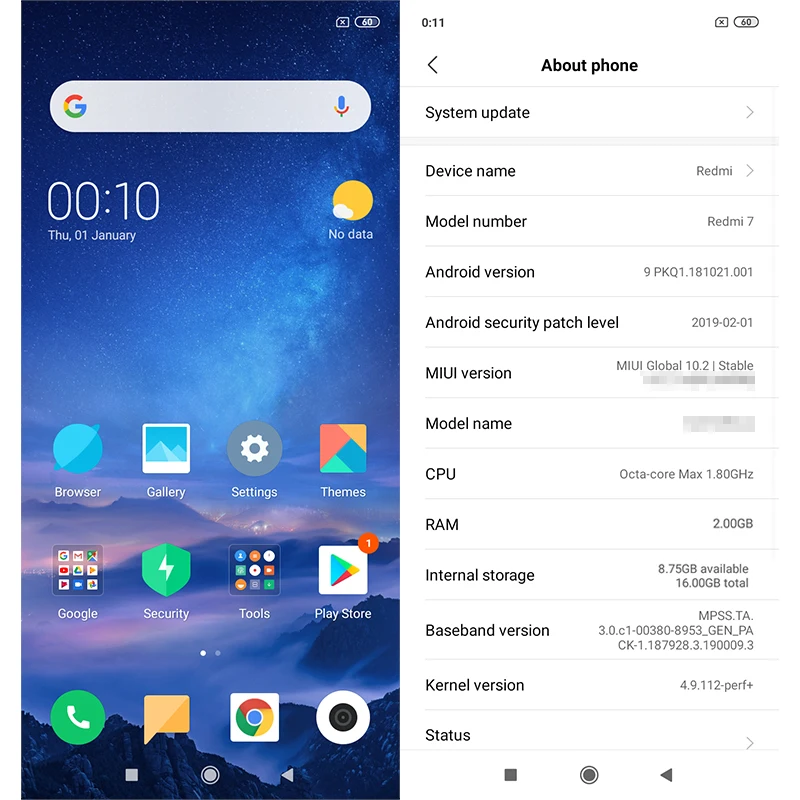 Xiaomi Redmi 7 смартфон с восьмиядерным процессором Snapdragon 632 ОЗУ 2 Гб ПЗУ 16 6 26 дюйма 4000