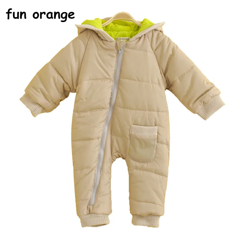 Fun Orange Baby Jumpsuits Boys Girls Overalls Baby Rompers Duck Down