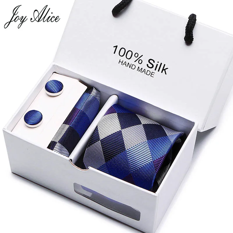 Joy alice мужской набор галстуков с подарочной коробкой, Классический Шелковый жаккардовый тканый мужской галстук, галстук, запонки, набор для Свадебная деловая вечеринка - Цвет: SB27