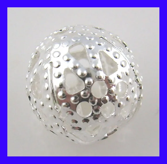 

DoreenBeads 25PCs Silver color Filigree Ball Spacers Beads 10mm Dia.