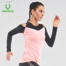 Vansydical одежда для фитнеса женская осенняя и зимняя футболка с Секцией плеча одежда для йоги и фитнеса спортивная женская рубашка
