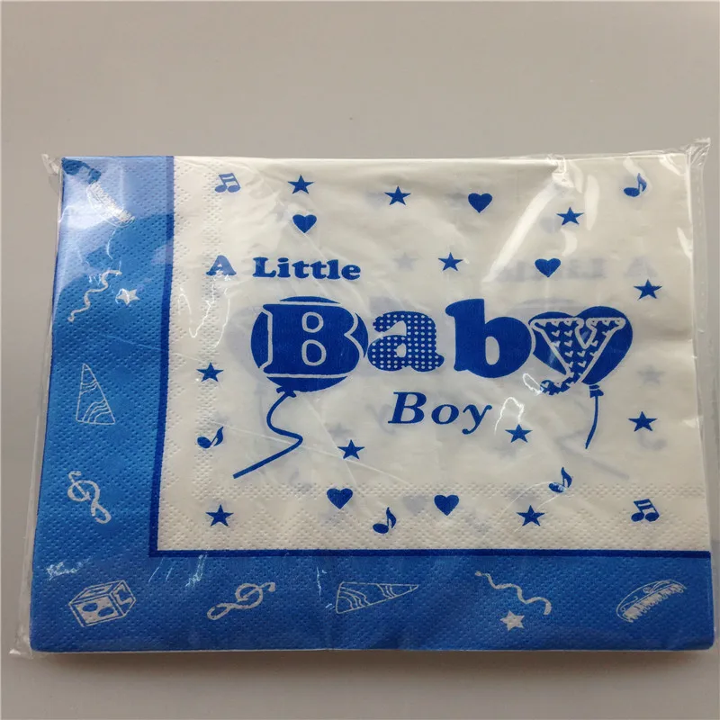 

20pcs/pack Blue Baby Boy Color Napkin Paper Virgin Wood Tissue for Baby Shower Kids Birthday Party Decoration Paper Crafts