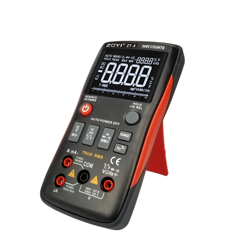 ZOYI Digital Multimeter AC DC Voltmeter True RMS NCV Diode Capacitor Ohm Data Hold LCD ZT-X 9999 Counts AutoRange Multimeters