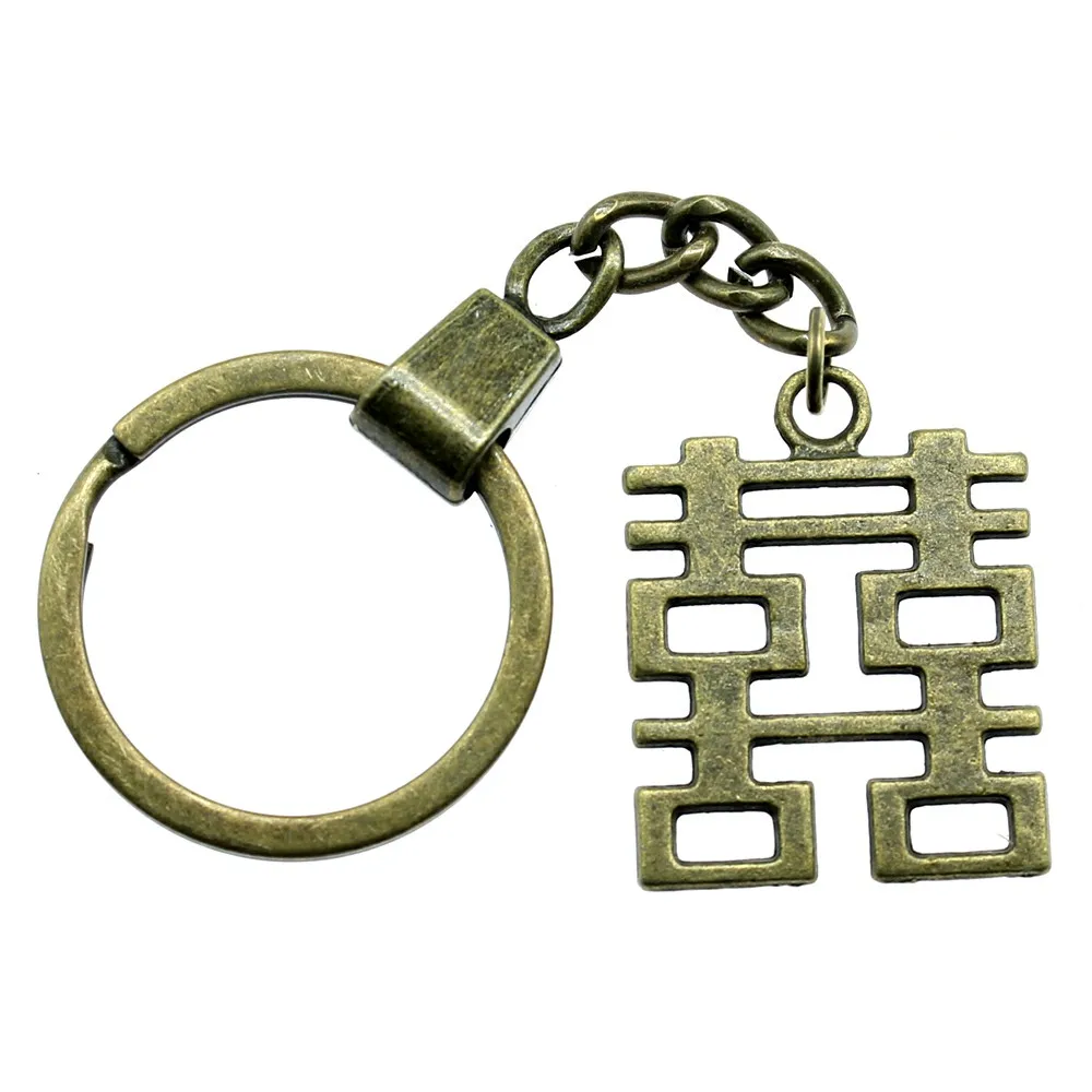 

Chinese Character xi Keyring Chinese Character xi Keychain 31x24mm Antique Bronze Chinese Character xi Key Chain