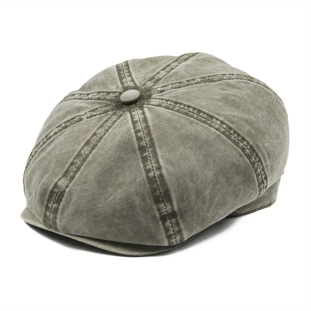 

VOBOOM Green Washed Cotton Newsboy Caps Men's Flat Cap Retro Driver 8 Panel Beret Hat Women Spring Autumn Summer Boina 160
