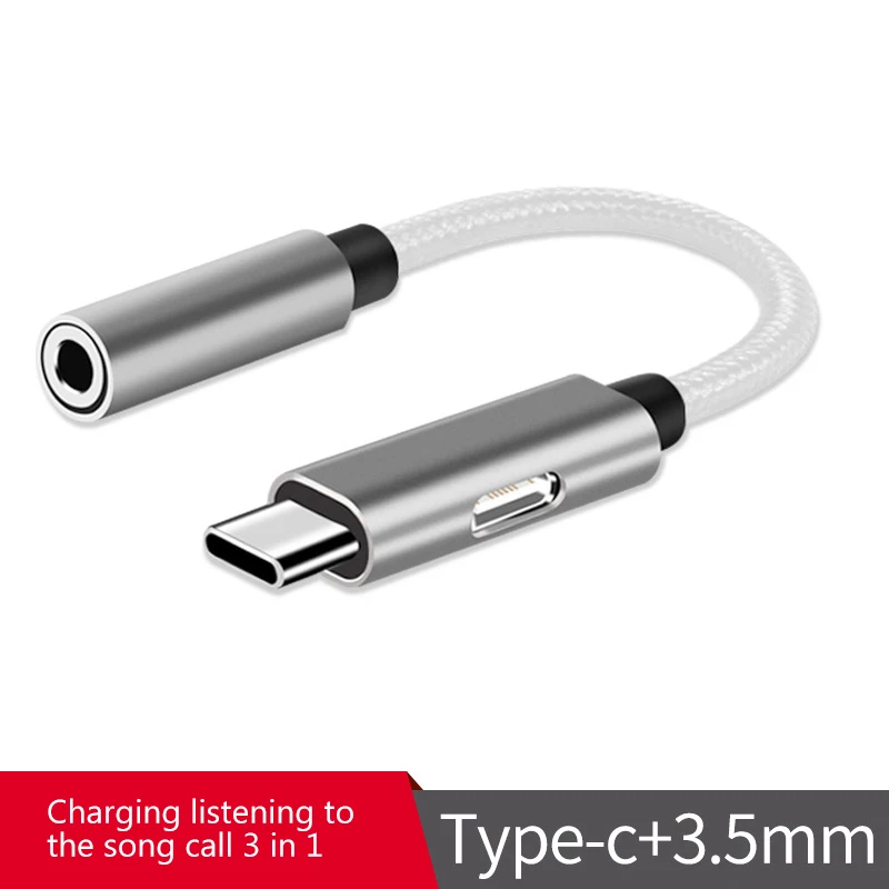 

Usb Type C Adapter Charger Audio Cable 2 In 1 Type-C To 3.5mm Jack Headphone Aux Converter For Samsung S9 For Xiaomi For Huawei