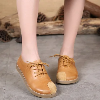 

New explosion models spring women's shoes leather single shoes women's handmade original casual students with flat shoes