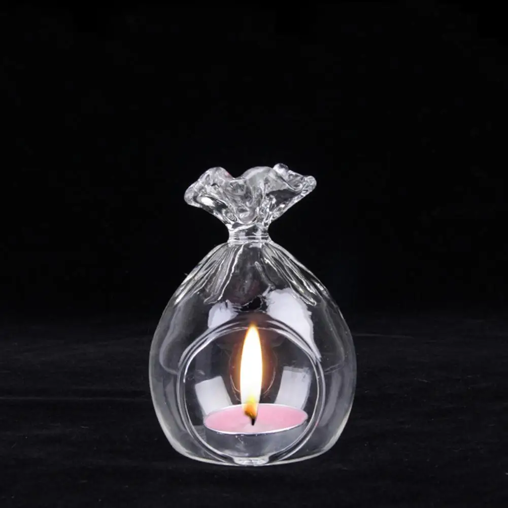 

LanLan Romantic Christmas Lucky Bag Crystal-like Glass Candle Holder Heat-resistant Candlestick Home Party Bar Decoration