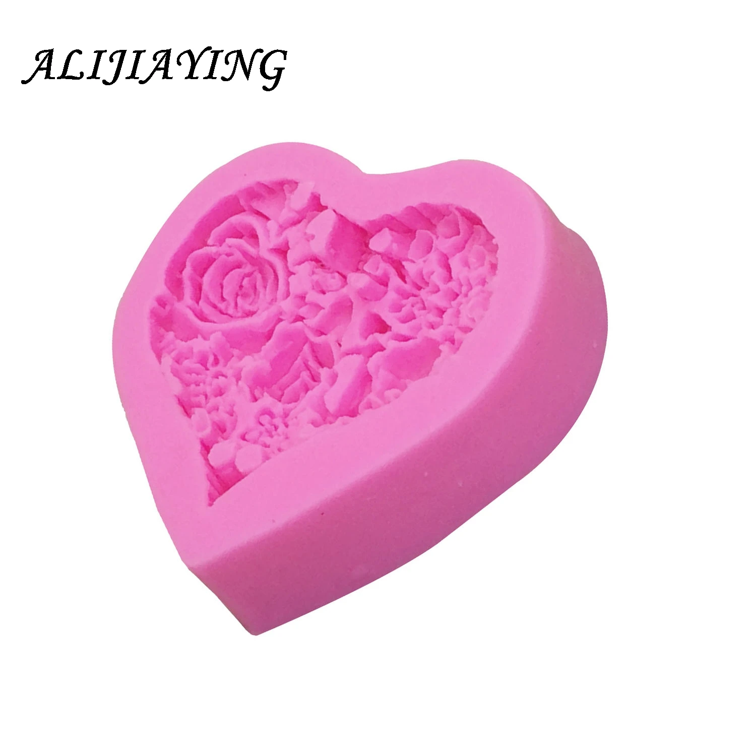 3D Rose Flower Bouquet Loving Heart Shape Valentine's Day Gift Present Fondant Cake Mold Silicone Sugar Chocolate D0085