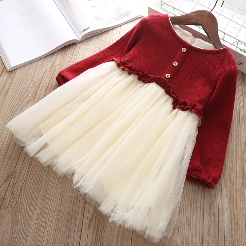 Children christmas dresses for girls mesh red Beautiful dress plus velvet autumn winter baby girls dress birthday new year cloth Children christmas dresses for girls mesh red Beautiful dress plus velvet autumn winter baby girls dress birthday new year cloth
