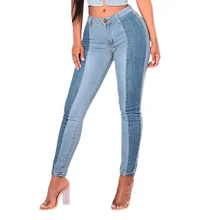 Топ женские повседневные джинсовые Лоскутные пуговицы на молнии прямые узкие джинсы брюки 2,23