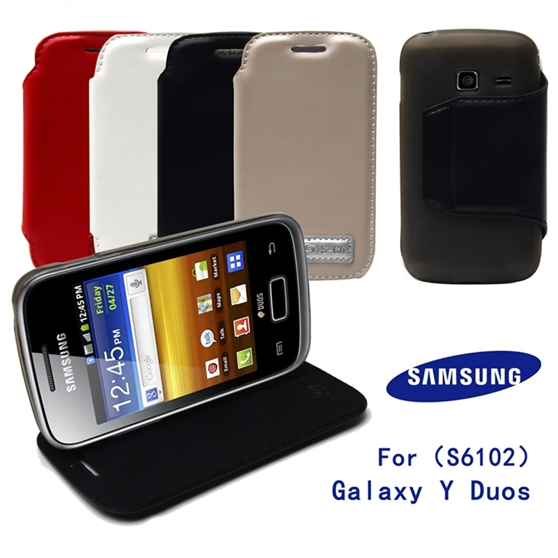 

For Samsung Galaxy Y Duos S6102 6102 TPU Leather Case Cover with Wallet and Bank Card Holder 4 Colors in Stock Free shipping