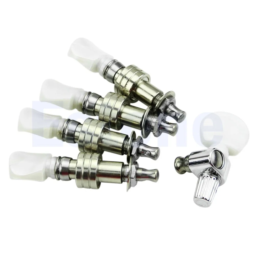 

5 String Banjo Geared Nickel Tuners Chrome Plated Machine Heads White Buttons