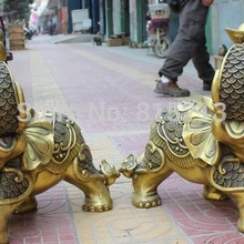 Bi00995 2" Народная китайская бронза Животные Тыква Yuanbao Благоприятный фу статуя слона пара
