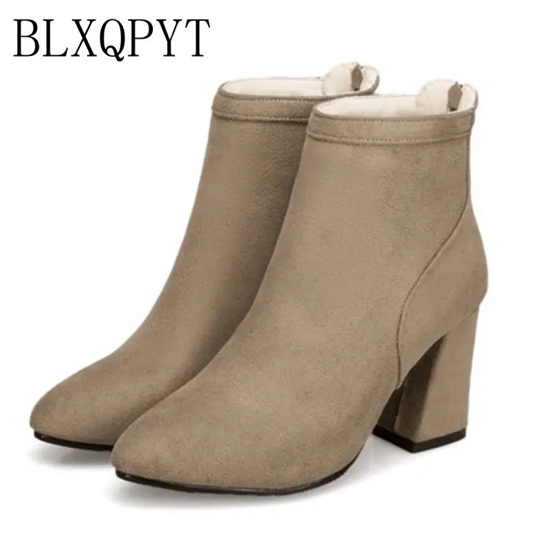 

BLXQPYT New Fashion Sale Big size 34-50 Autumn warm winter ankle boots women Lace up high heels Party wedding short boots 3369