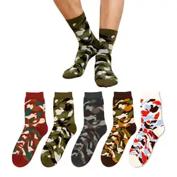 Мужские камуфляжные носки, мужские Модные носки в стиле хип-хоп с 3D принтом, носки средней длины, 1 пара забавных носков, Компрессионные